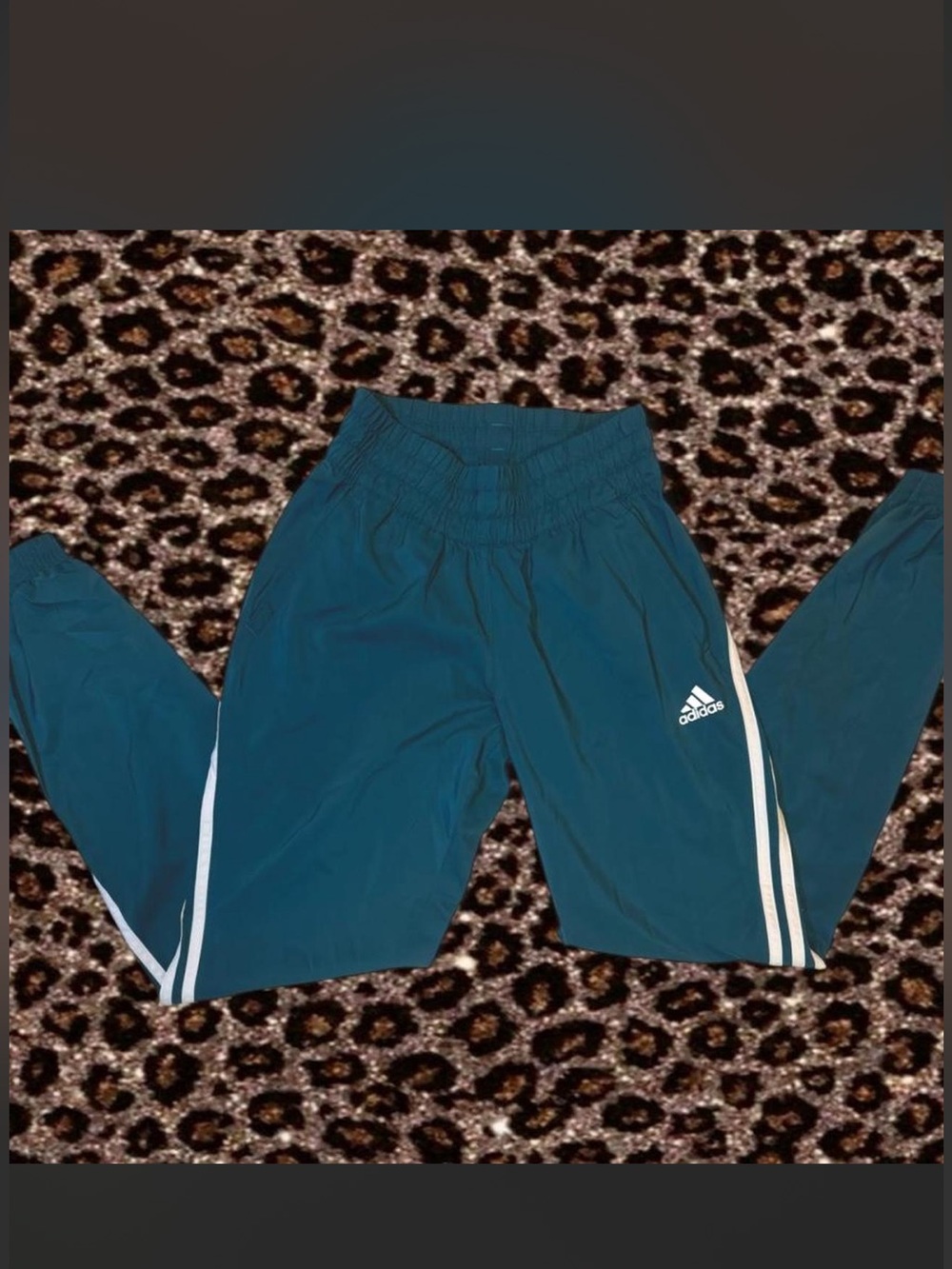 adidas Teal Track Pants with White Side Stripes